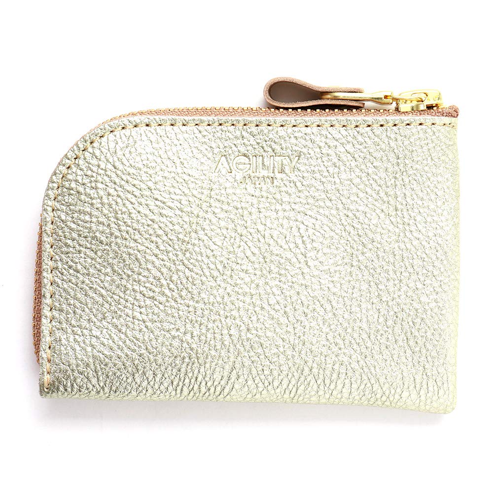 AGILITY affa Compact Coin Mini Wallet with Gold and Silver "Ciel" Case, L-Shaped Zipper,