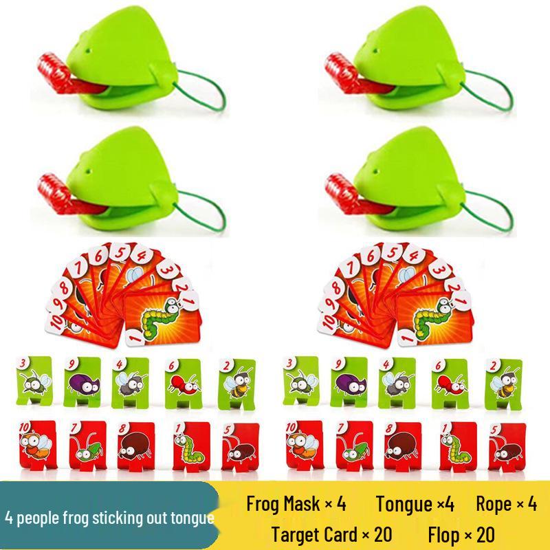 Frog Tongue Tabletop Game: Blow-up Chameleon Lizard Mask for Parent-Child Play