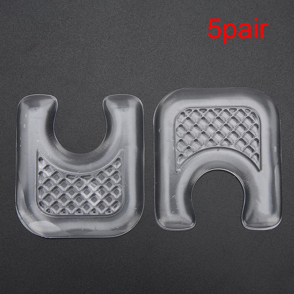 5 Pair of Multifunction Gel Transparent Heel Cushion Non Slip Pain Relief Foot Pads Shoe Insoles
