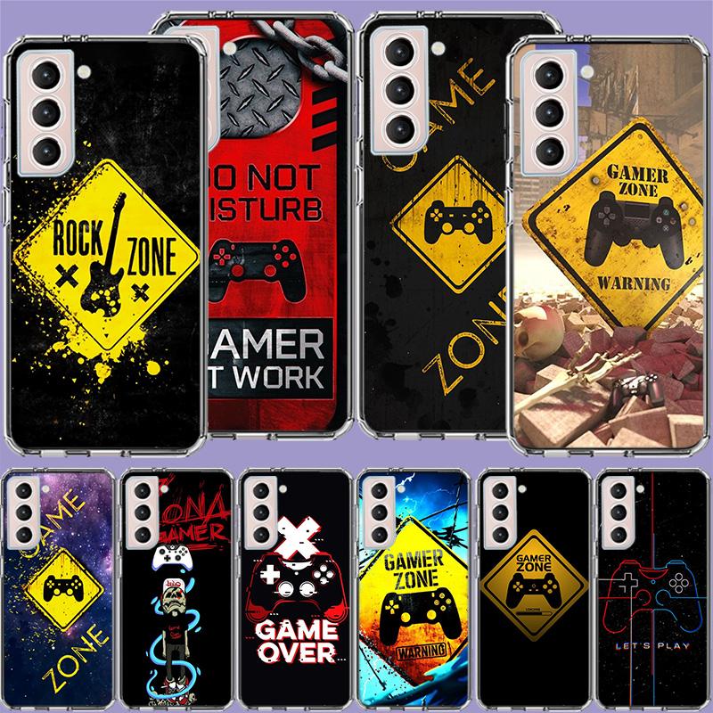 Gamer zone traffic sign Game handle Clear Phone Cases for Samsung S26 Ultra Galaxy S25 Edge S24 S23 FE S21 Plus S20 S22 S10 Cove