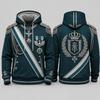 Mens Royal Ceremonial Uniform 3D Print Zip Up Hoodie Polyester Long Sleeve Cosplay Streetwear Sweatshirt Unisex