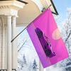2D Flat, 1pc 2D Flat Decorative Flag, Vintage Cyberpunk Style Purple Sports Car with Sunset Grille Pattern Flag, Street Sport Style Room Wall Hanging