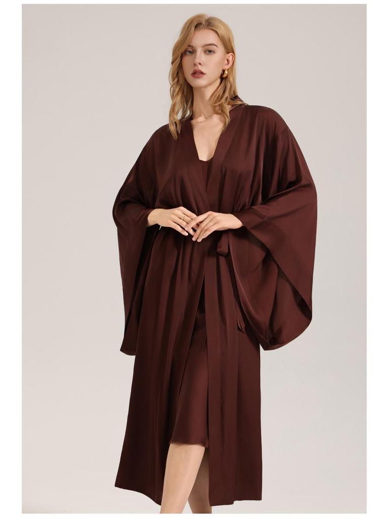 Elegant Women's Satin Chiffon Long Sleeve Nightgown Homewear