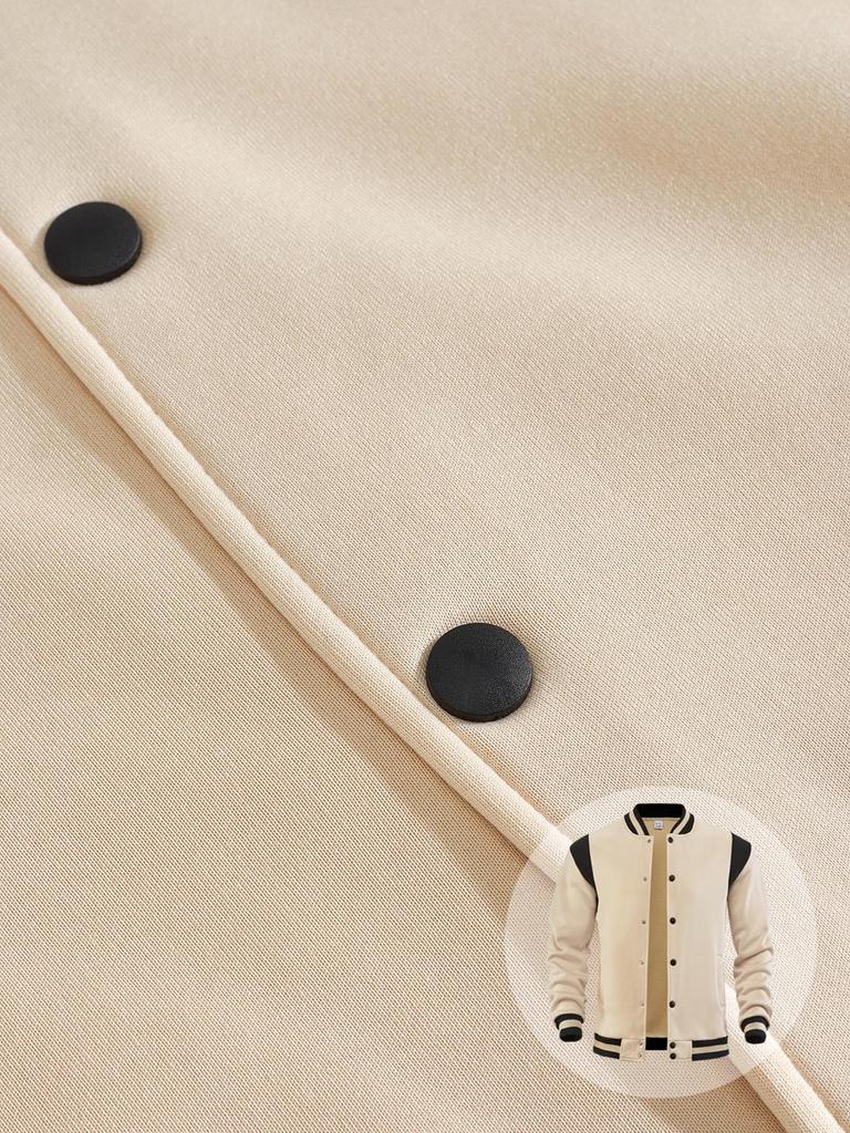 Men's Casual High Street Fleece-lined Patchwork Stand Collar Varsity Jacket