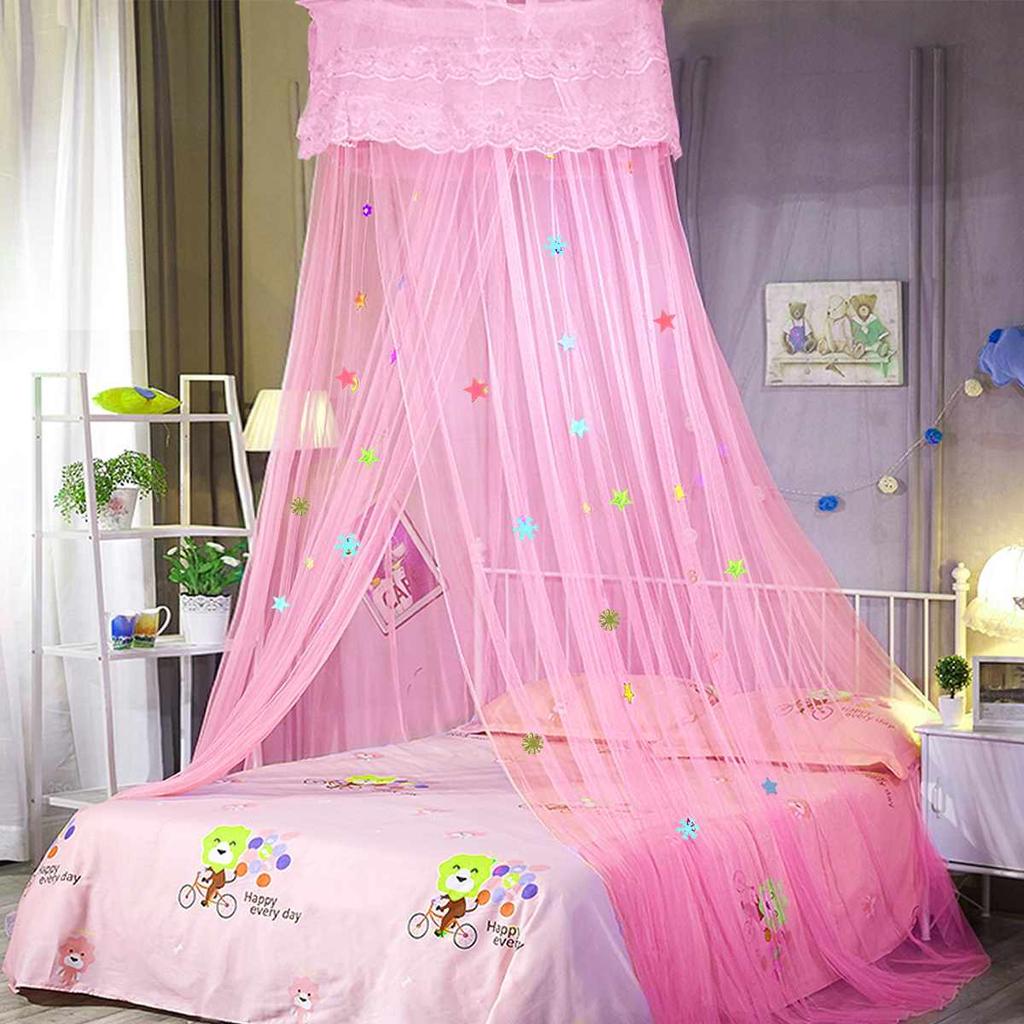 Elegant Lace Bed Canopy Mosquito Net Hung Dome Mesh Canopy Princess Round Dome Bedding Net Bed Mosquito for Bedroom Camping