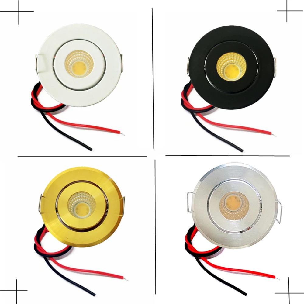 12V COB LED Downlights Mini Ceiling Light 3W Adjustable Drive Free Down Lights Showcase Cabinet Recessed Lighting White Body