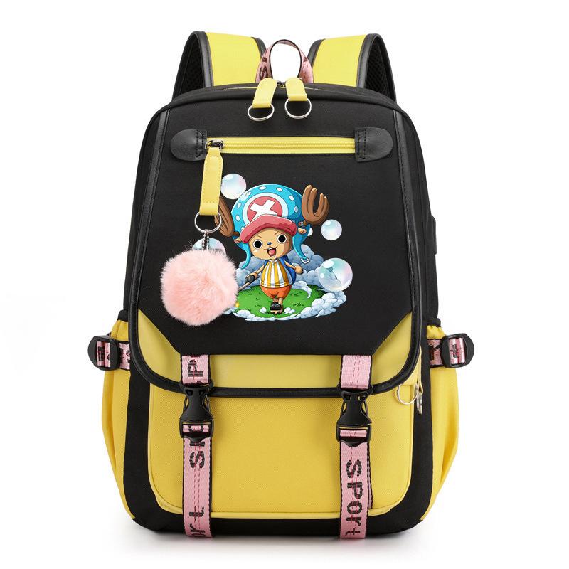One Piece Peripheral Printed Backpack Youth School Bag Large Capacity