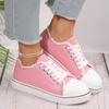 Spring and Summer Large Size Flat Platform Canvas Shoes Women's Lace-up Casual Shoes Lightweight Board Shoes