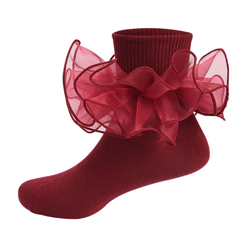 Toddler Girls Princess Ruffle Socks Soft Double Lace Frilly Ankle Socks Cute Baby Kids Socks For Ages 1-10 Years