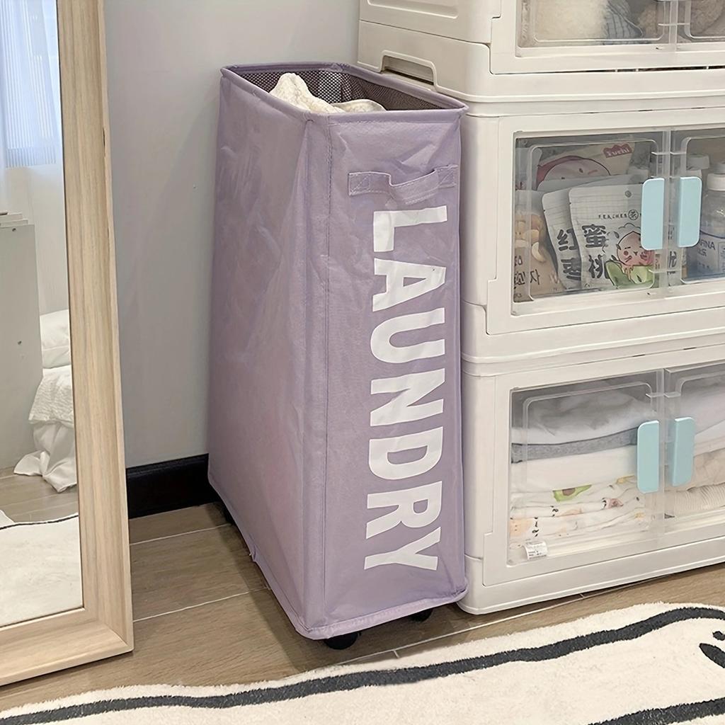 1pc - Large Waterproof Laundry Basket with Pulleys - Foldable, Multi-Purpose Storage for Bathroom, Laundry Room & Dorms