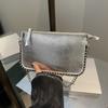 Fashion Street Pu Leather Underarm Tote Bag Rivet Korean Style Vintage Shoulder Bag Chain Strap Square Luxury Handbag Outdoor