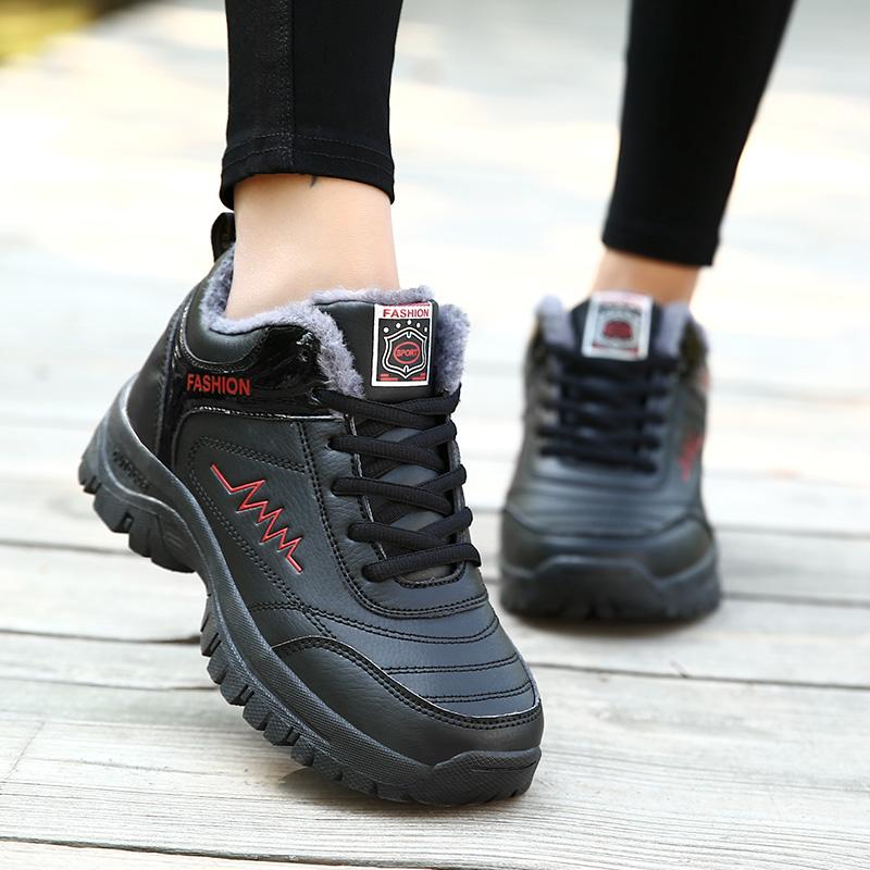 New Fashion Men Winter Snow Boots Warm Ankle Boots Non-slip Men Winter Shoes Leather Waterproof Plush Boots Chaussures Hommes