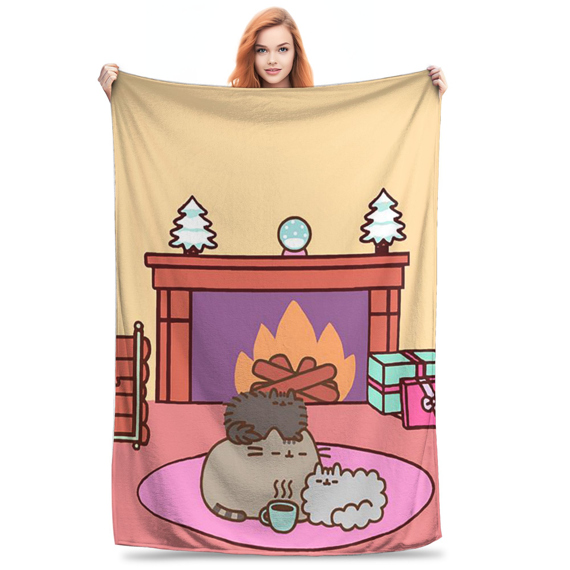 

Flannel Throw Blanket Cute Cats Christmas Halloween Gifts Cartoon Funny Blankets Soft Bedspread for Bed Living room Home Picnic 80x120cm
