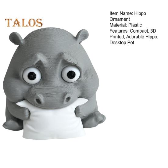 Trauriges Baby-Nilpferd 3D-gedrucktes Nilpferd-Ornament Miniatur-Nilpferd-Figur Desktop-Sammlerstück Nilpferd-Dekoration für Zuhause Büro