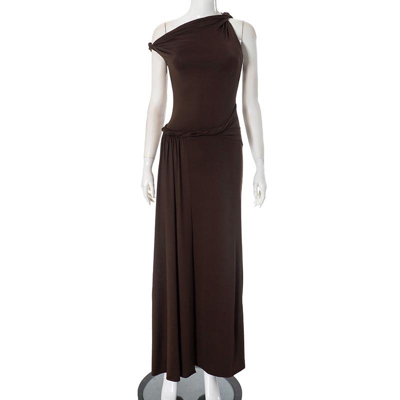 

Женское асимметричное платье с плиссировкой и открытыми плечами - Коллекция Осень/Зима Large