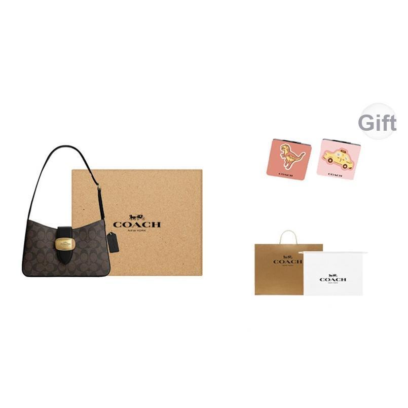 Coach Eliza Shoulder Bag 25 Classic Monogram Non-Detachable Shoulder Strap Clasp Handheld Shoulder Bag Synthetic Leather Medium CP005-IMAA8