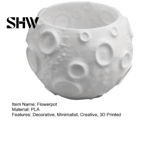 Kleiner Grüner Blumentopf 3D-gedruckter Mond-Blumentopf für Sukkulenten, Kreativer Mondoberflächen-Pflanztopf aus PLA-Material Schreibtischdekoration, Minimalistisches Home-Office