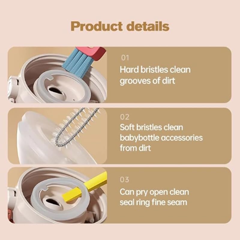 3 In 1 Cup Lid Cleaning Brush Crevice Cleaning Brush for Bottle Gap Tight Spaces Cup Multifunctional Cleaning Brush 3PCS