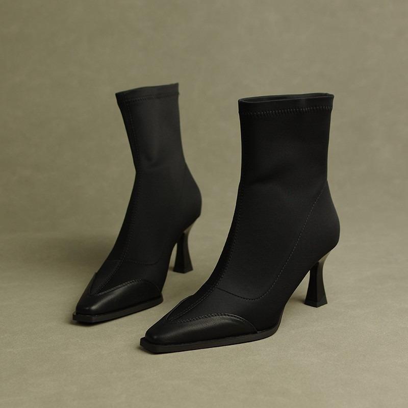 Women High Heel Short New Boots Female Pointed Thin Heel Boots Ladies Ankle Short Boots Botas De Mujer 2025