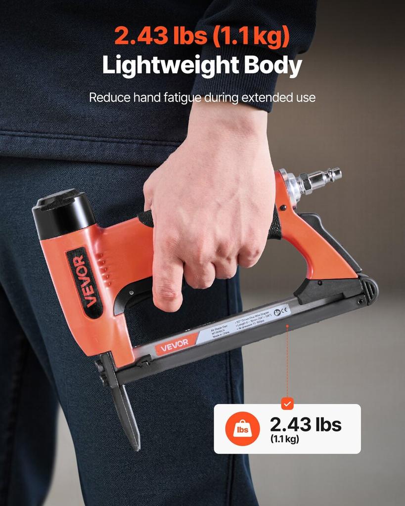 Pneumatic Staple Gun, 21 Gauge Long-Nose Upholstery Stapler for 80 Series Fine Wire Staples 12.8mm Crown 6mm-16mm Length, Max 150PCS Loading Air