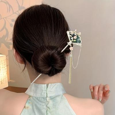 1ks Módní Dámský Vlasový Doplněk v Čínském Stylu Vhodný pro Každodenní Nošení i na Párty Elegantní Vějířovitá Dívčí Bižuterie Vlasová Jehla Sponka do Vlasů