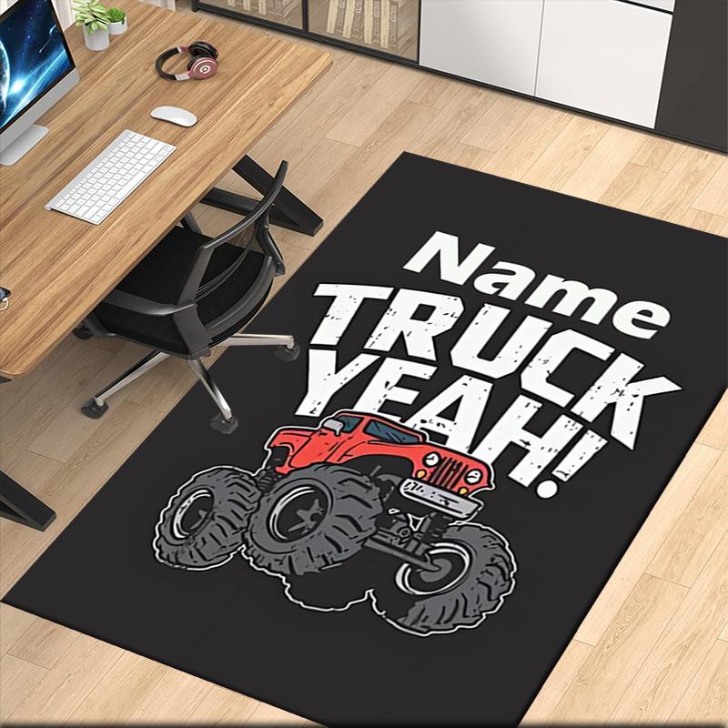 Benutzerdefinierter LKW-Teppich mit Namen, für Bürostuhl Wohnzimmer Schlafzimmer Küche Raumdekoration Geschenke.