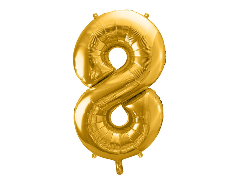 Gold Foil Balloon Number "8" 86 Cm