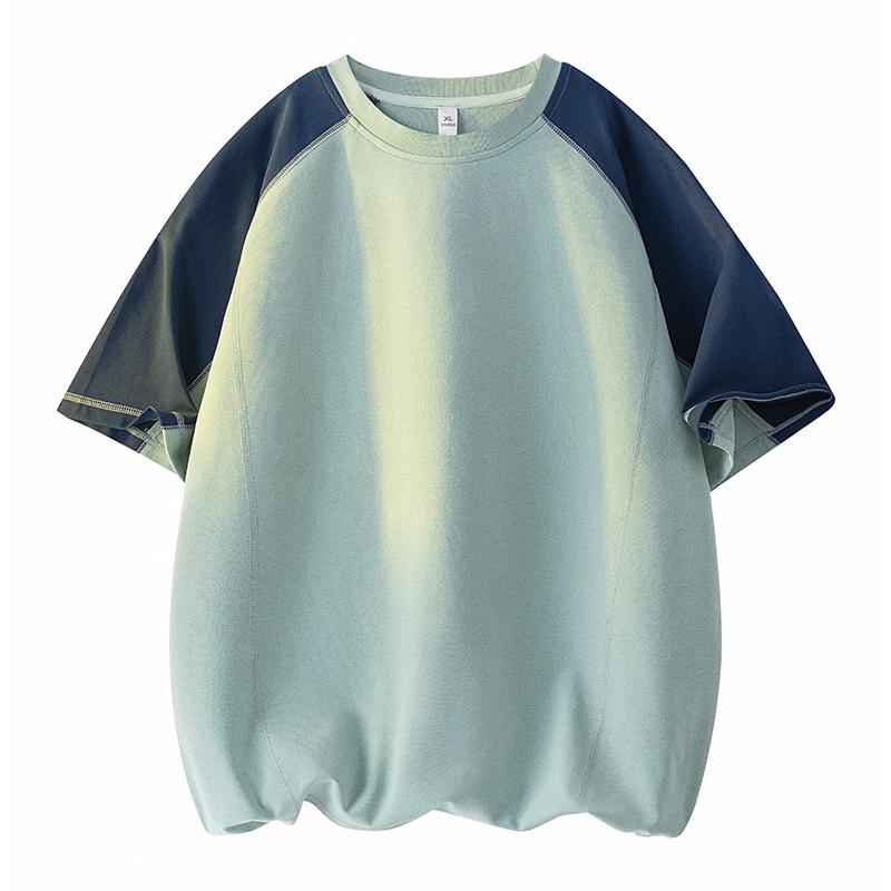 Short-sleeved Quarter-sleeved Men's Color-blocked Summer Youth Versatile Ice Silk Breathable Casual Sports T-shirt