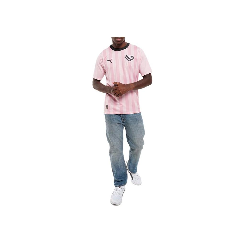 Puma Buchstaben-Print-Design Lässig Sportlich Rundhals Kurzarm Fußballtrikot Herren Tops Rosa 774823-01