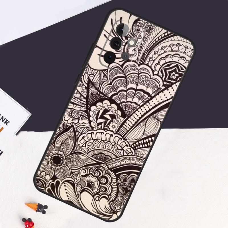 Indian Floral Henna Mandala Case For Samsung Galaxy A05 A06 A26 A16 A56 A36 A22 A32 A52 A54 A34 A14 A55 A15 A53 A33 A35