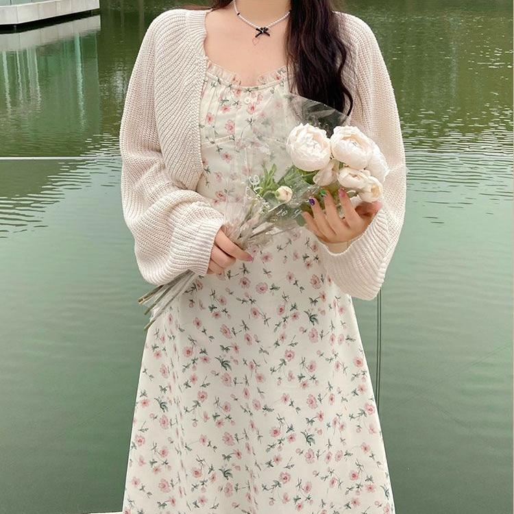 Casual Dress Gentle Floral Halter Dress Thin Section of A Hundred with Thin Sleeveless Dresses