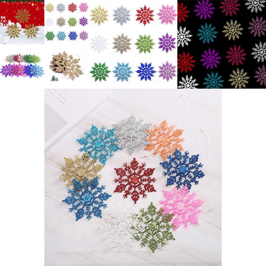 Luxurious 12pcs Glittering Christmas Tree Hanging Decoration Baubles Snowflakes 10cm