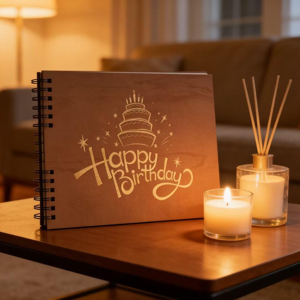 Custom Wooden Printed Wedding & Birthday Guest Signature Book