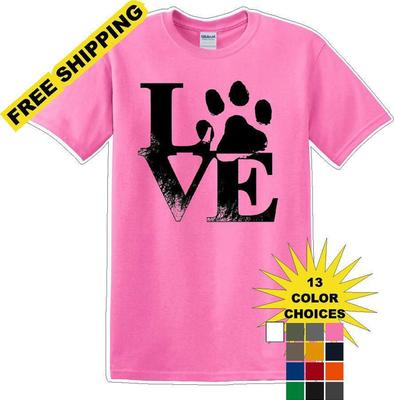 Love Dog Paw Print - Dog- Novelty T-shirt