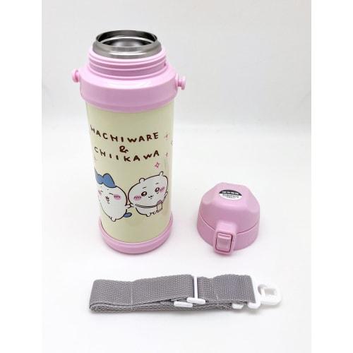 OSK Direct Drink Stainless Steel Water Bottle, 800ml, Chiikawa Design, with Strap and Lock, One-Push Lock, Keeps Cold, Direct Drinking, Cute Design, S
