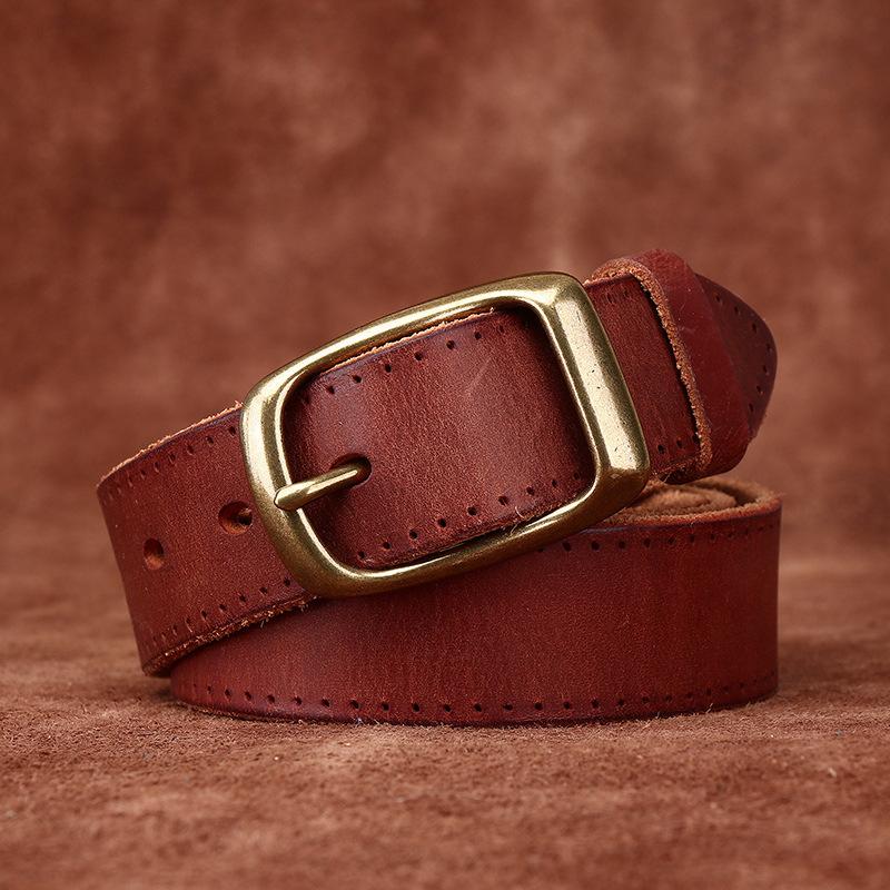 Belt Men's First Layer Cowhide Pin Buckle Retro Washed Distressed Trendy Casual Handmade Genuine Leather Men's Jeans Belt