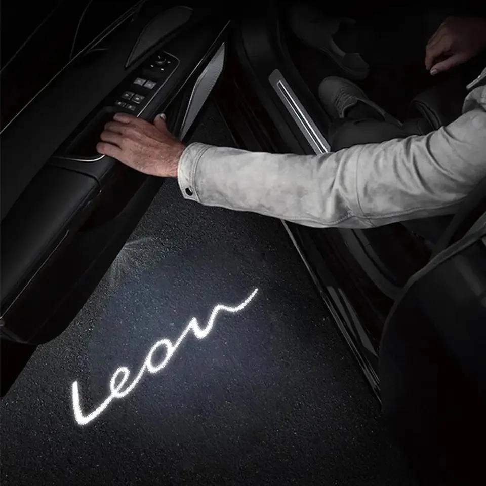 2 Stück Auto HD Projektor Lampe Auto Tür Kabellos Willkommenslicht LED Zubehör Für SEAT Cupra Ibiza Leon Ateca Arona