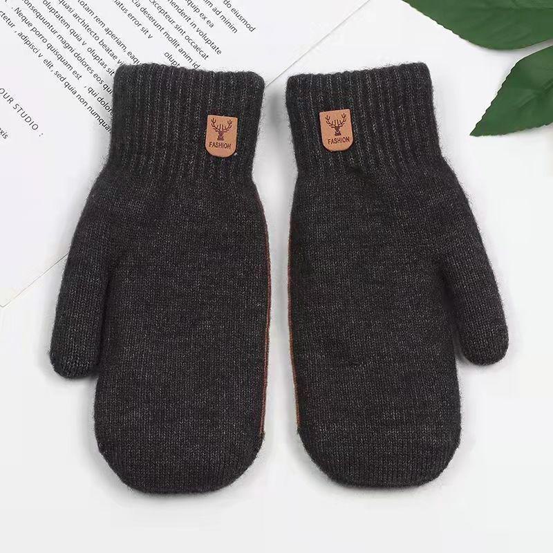 Warme Winterhandschuhe aus Samt und Baumwolle für Herren zum Radfahren. Winddichter, verdickter Wollstrick. Koreanische Art. Tasche inklusive.