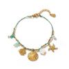 Dopamine Necklace and Bracelet with Whale, Starfish, Shell, 18k Stainless Steel, Multi-Color Conch Pendant.