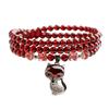 Natural Garnet Stone Bracelet Women Ethnic Style Handmade Crystal Jewelry Bohemian Three-Row Beaded Wrap