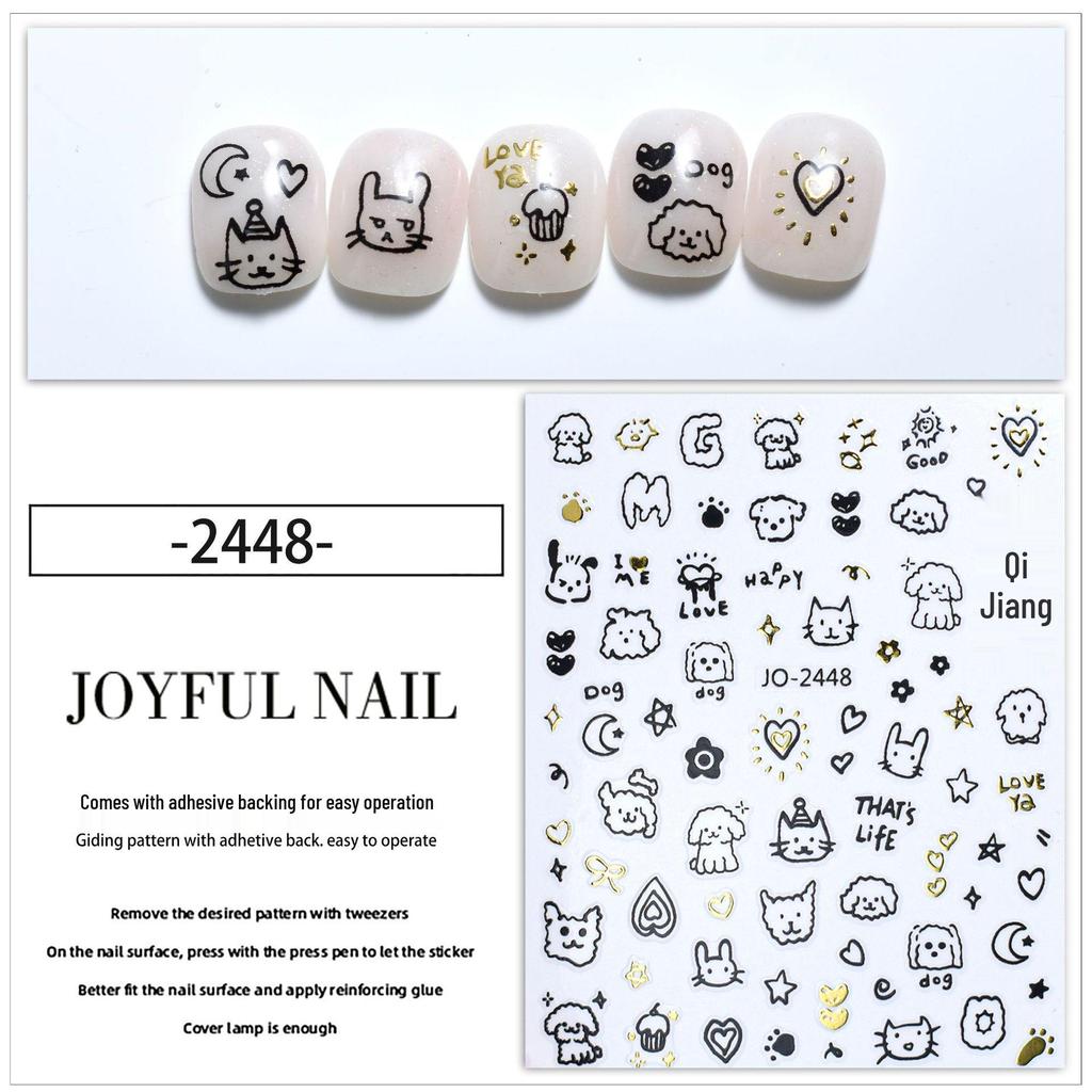 Puppy & Kitten Graffiti Nail Stickers: Cute, Cool, Small Patterns & Heart Decals