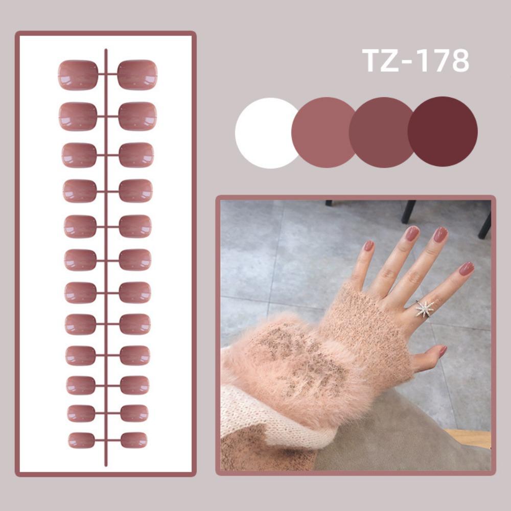 24 ks celoplošné krátké čtvercové umělé nehty mini nehty na nehty, jednobarevné umělé nehty pro ženy