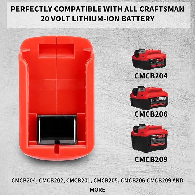 Battery Adapter for Craftsman/for Black Decker 14.4v-20v Li-ion Battery with Dual USB Work Light