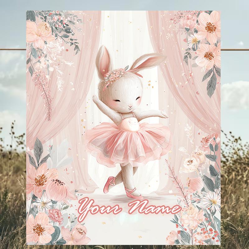 1PC Custom Name Ballerina Pink Dreamscape Outdooor Flannel Blankets Patterns Throw Blanket All-Season Soft Gift for Couch, Bed, Camping Gifts