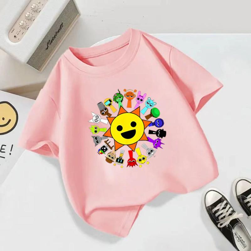 Summer Kids T Shirt Anime Sprunki Graphic Shirt Boys Girls Horror Games Tops Short Sleeve Wild Tee Cartoon Sprunki T-shirts