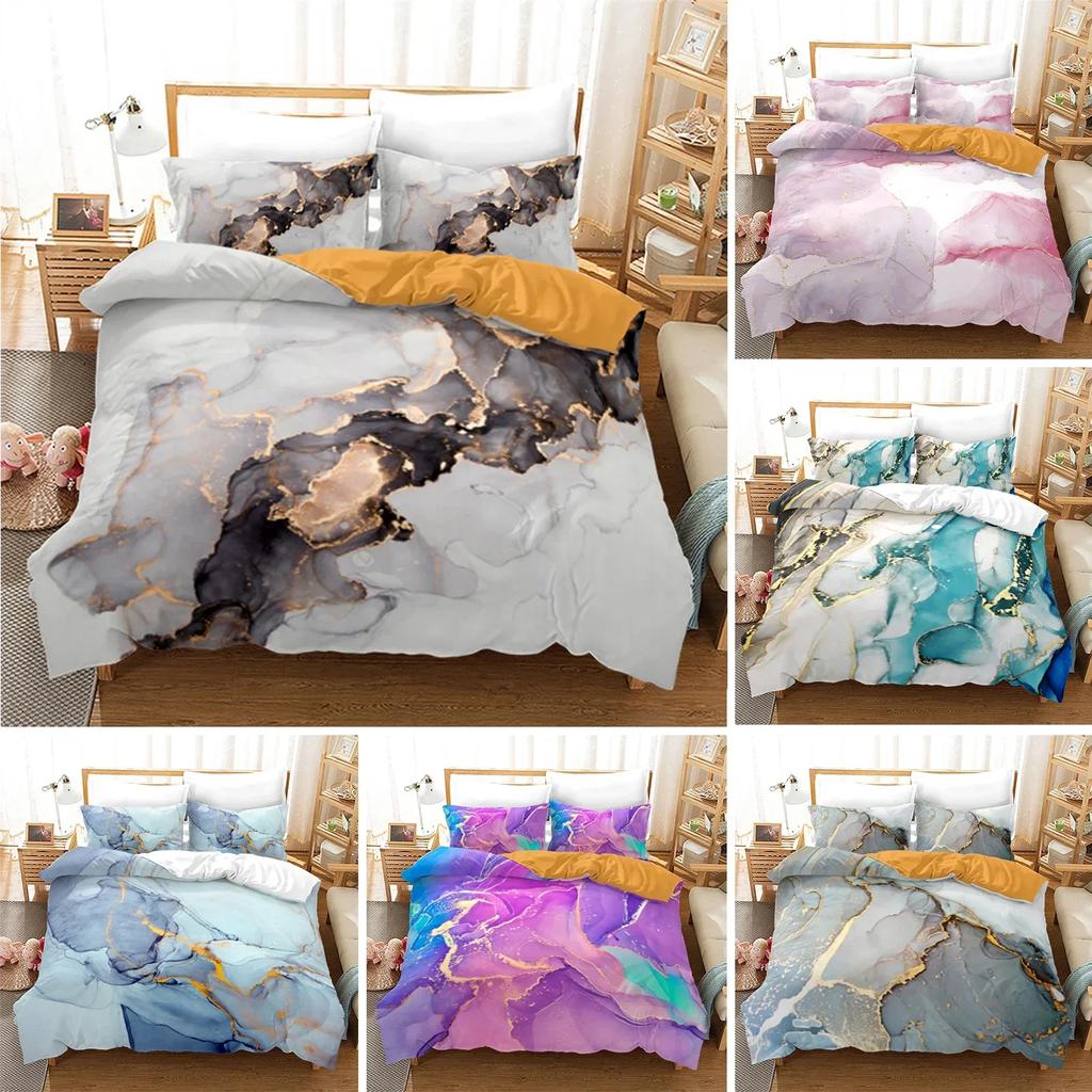Marble Abstract Geometric Comfortable Duvet Quilt Cover Pillowcase Bedding Set Children Bedroom Decoration Home Textile