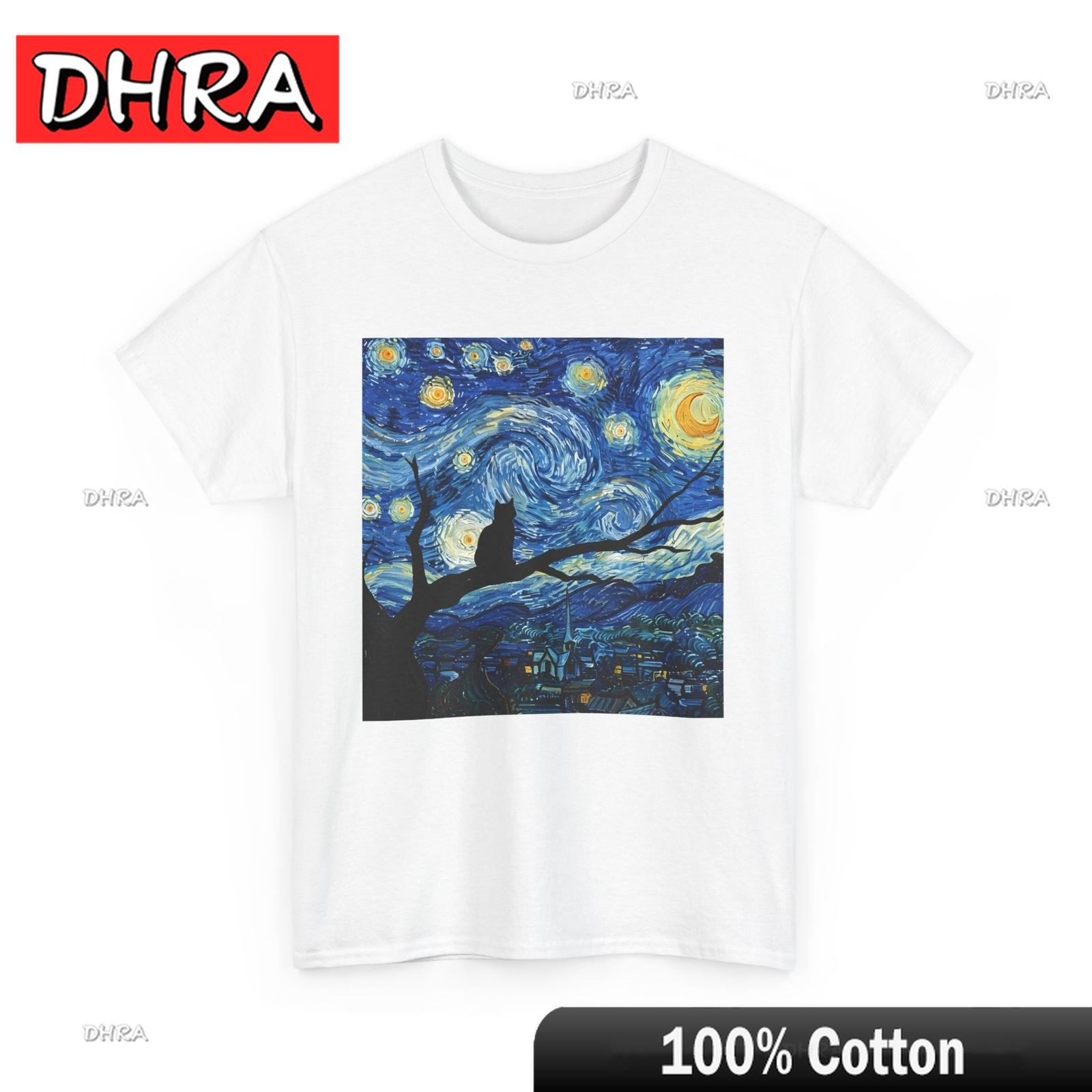 Cat Starry Night TShirt Beautiful Scenery Tee Funny Creative Unisex Bold Tshirts Unique Classic Edgy Top Y2K Anime Tshirt Clothing S