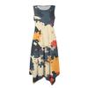 Women Casual Sleeveless Summer Dresses  Spring Crewneck Patchwork Boho Floral Ruffle Cocktail Party Midi Dress