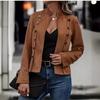 European And American Solid Color Double-Breasted Decorative Jacket New, Deerskin Velvet, Retro Long-Sleeved Jacket