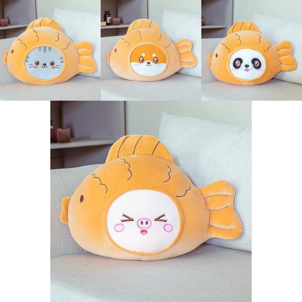 Cute Cartoon Fish Pillow Blanket For Girls Soft And Elastic Plush Material, Three-in-one Design For Sleeping, Napping, And Warmth, With Downy
